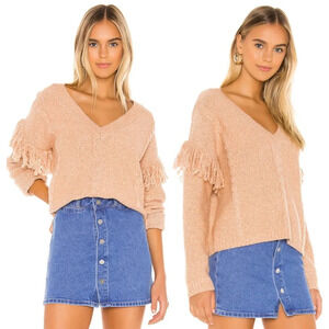 Tularosa Lonestar Fringe Sleeve Sweater in‎ Peach